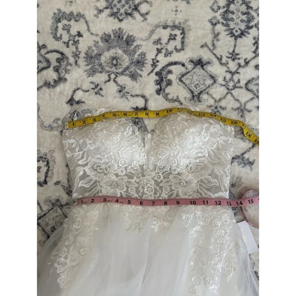 Lulus Mine, All Mine White Embroidered Organza Strapless A-Line Gown Size Medium - Picture 7 of 12